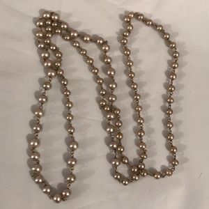 Vintage Faux champagne pearl 22” Necklace